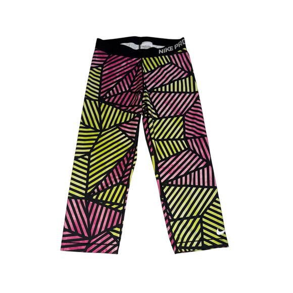 Nike Pants - Nike pro women’s black & neon design athletic capris